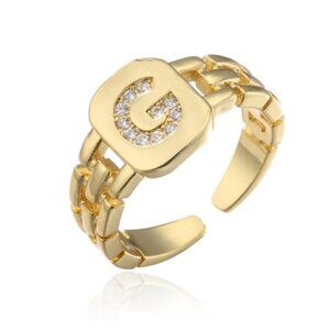G - Initial Ring - Gold tone